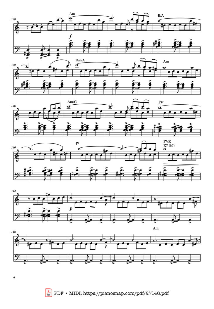 Page 6 of the piano sheet music PDF Piano - Libertango Piano by Astor Piazolla