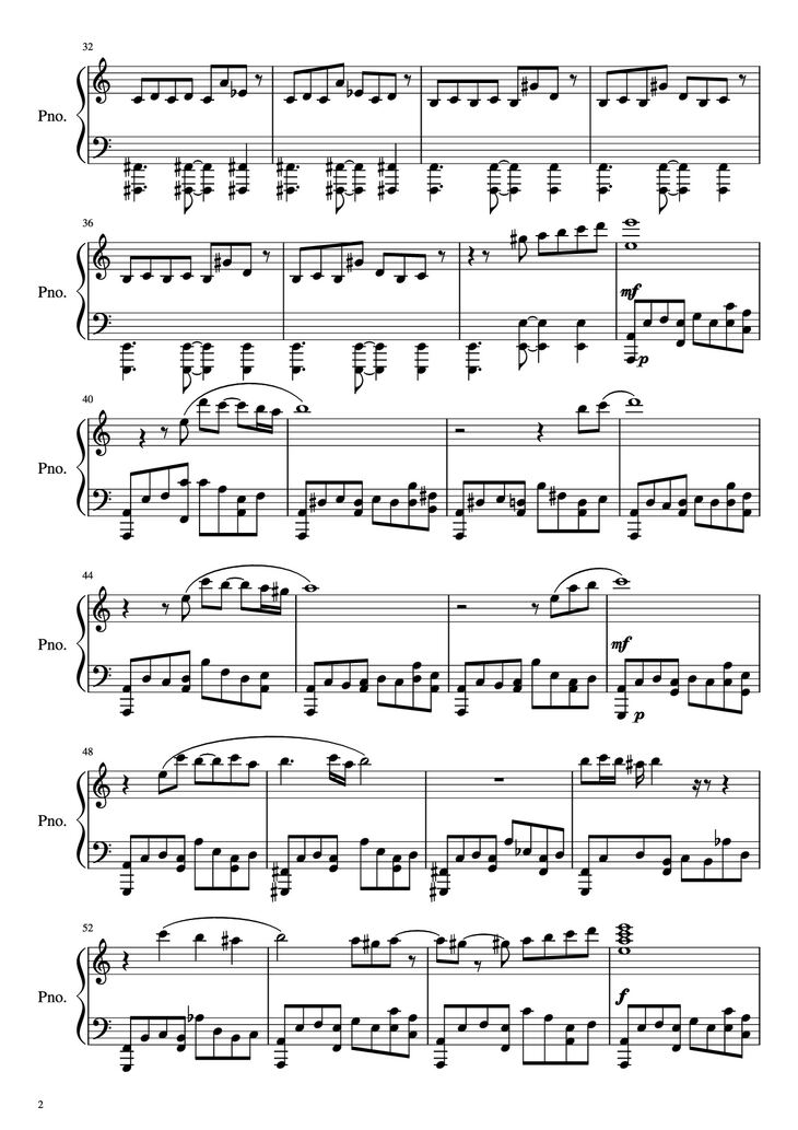 Page 2 of the piano sheet music PDF Piano - Libertango Piano (intermediate) by Astor Piazzolla