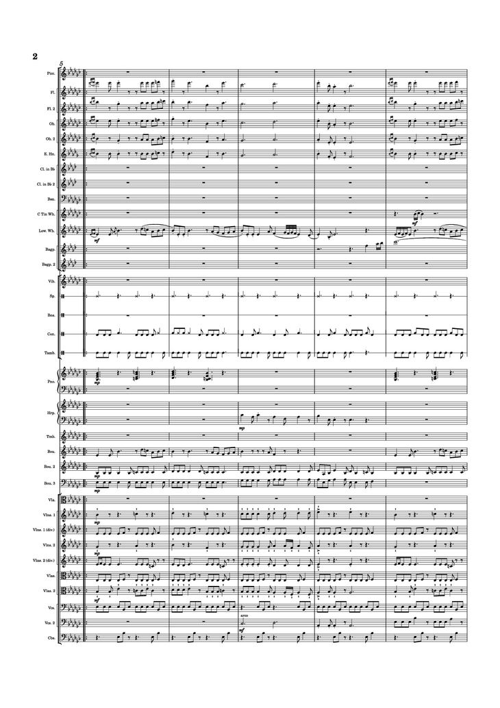 Page 2 of the piano sheet music PDF Piano - Dusk Falls Piano by Hiroki Morishita