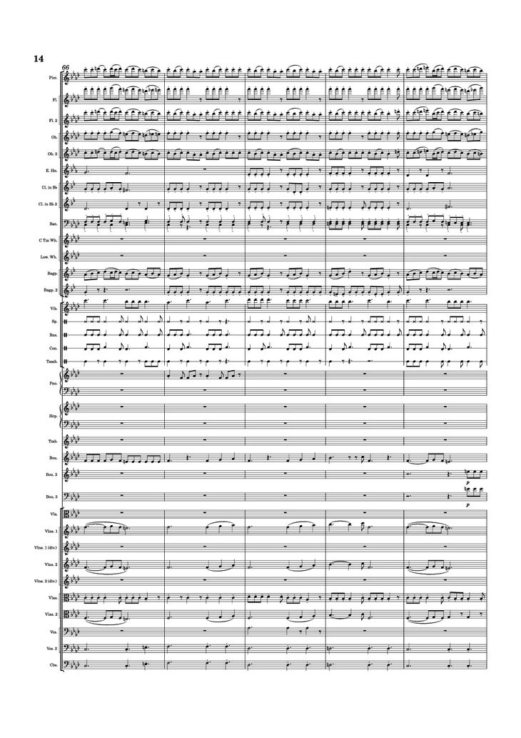 Page 14 of the piano sheet music PDF Piano - Dusk Falls Piano by Hiroki Morishita