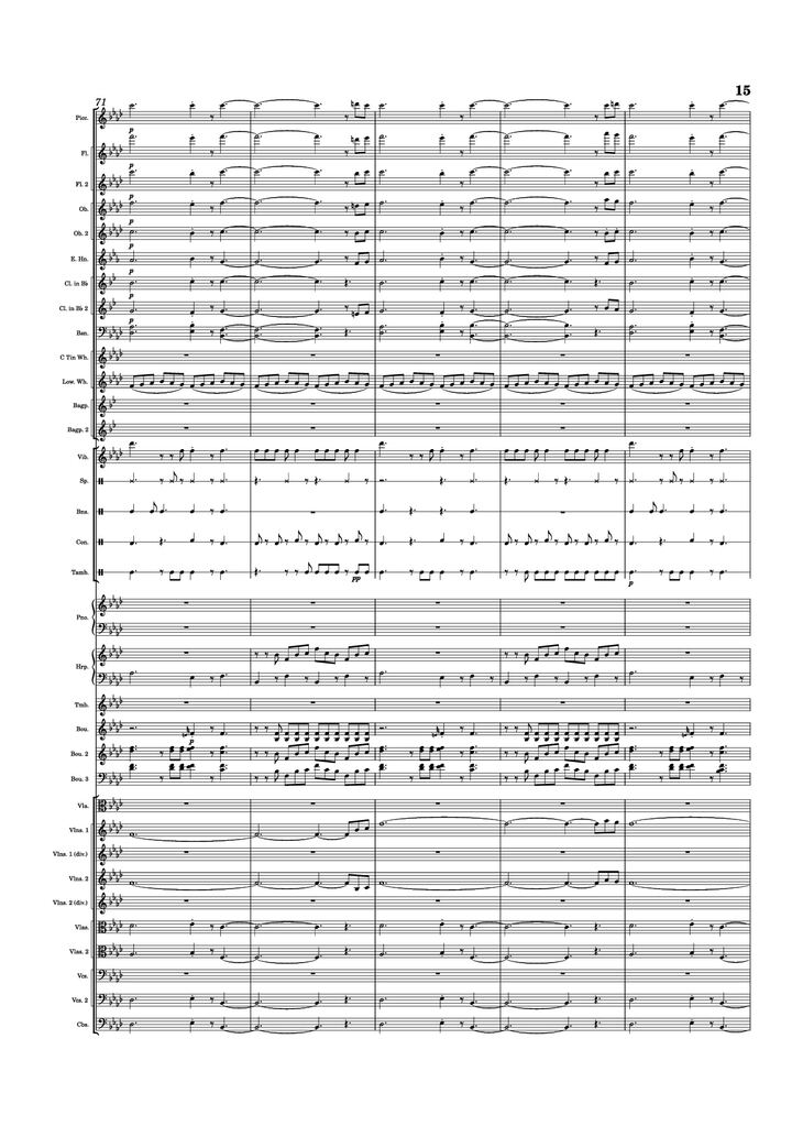 Page 15 of the piano sheet music PDF Piano - Dusk Falls Piano by Hiroki Morishita