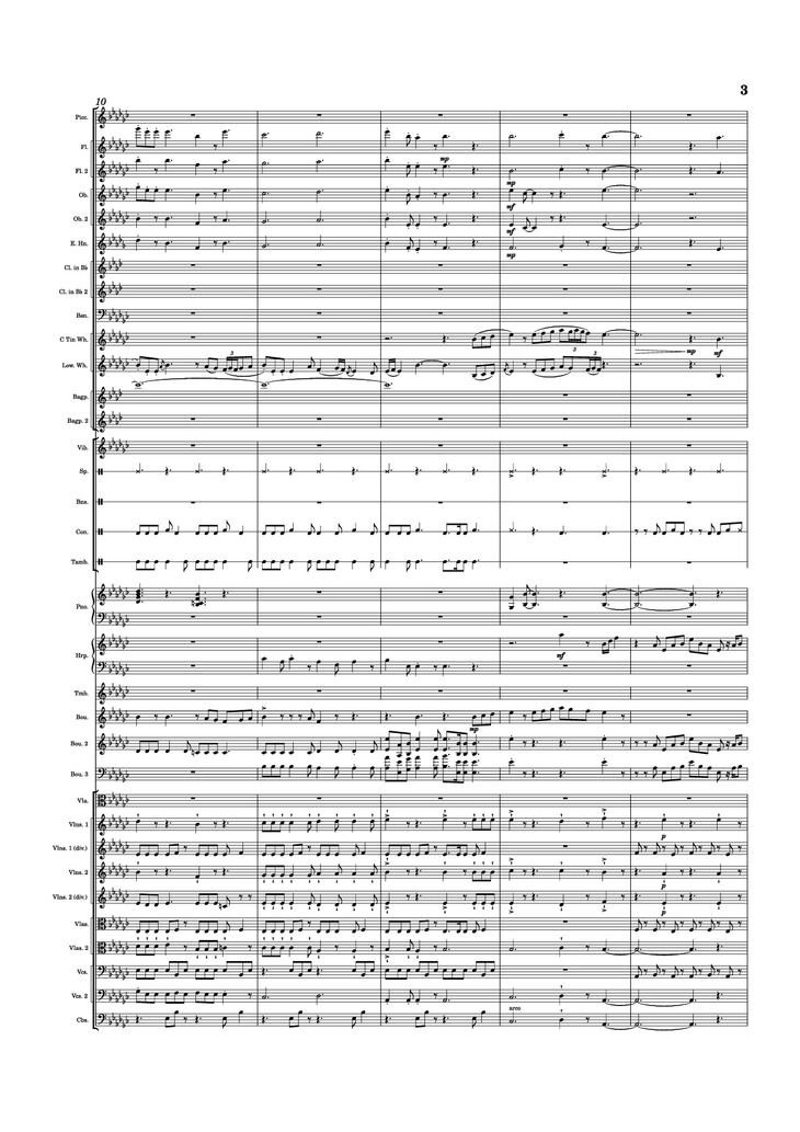 Page 3 of the piano sheet music PDF Piano - Dusk Falls Piano by Hiroki Morishita