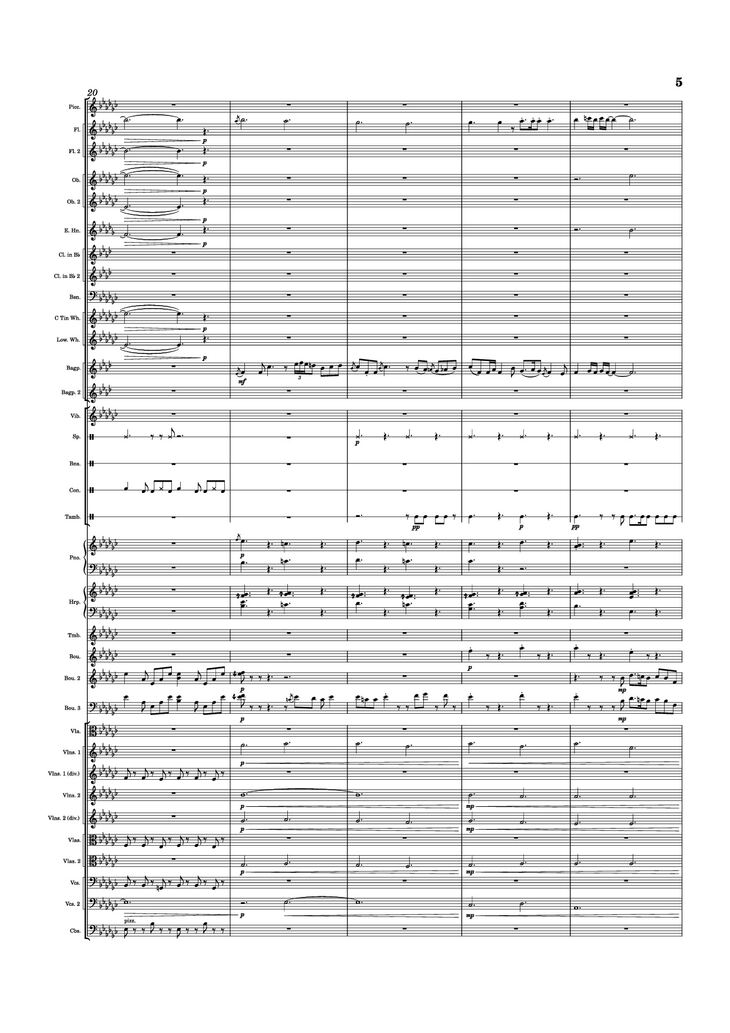 Page 5 of the piano sheet music PDF Piano - Dusk Falls Piano by Hiroki Morishita