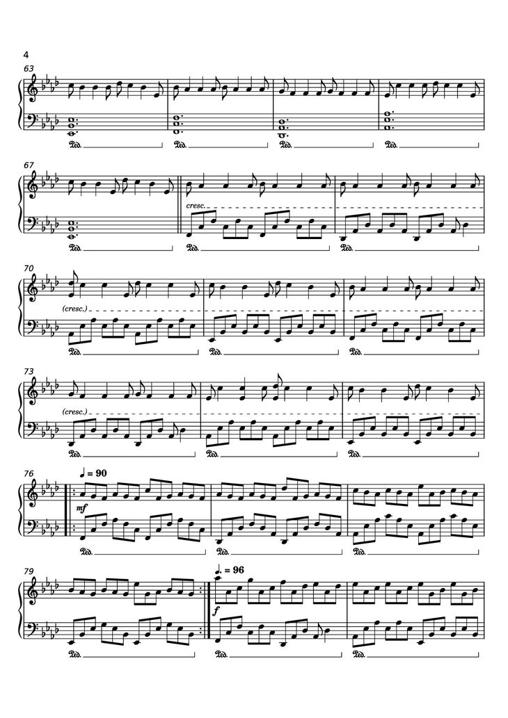 Page 4 of the piano sheet music PDF Piano - Nuvole Bianchi Piano by Undefined