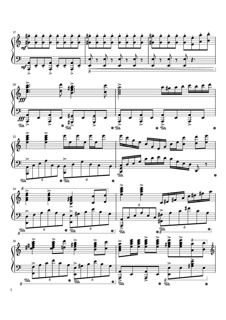 Page 2 of the piano sheet music PDF Piano - Beethoven Virus but it