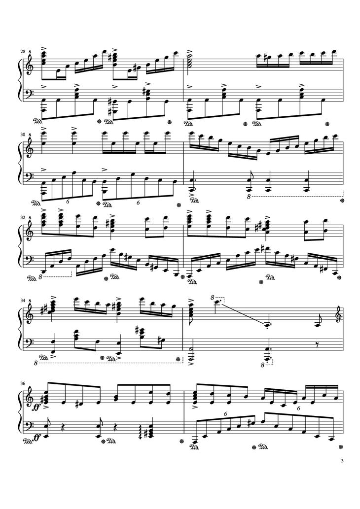 Page 3 of the piano sheet music PDF Piano - Beethoven Virus but it