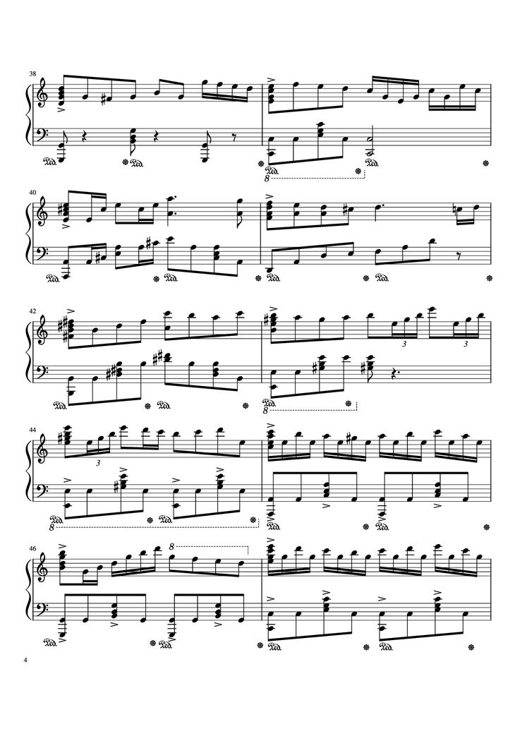 Page 4 of the piano sheet music PDF Piano - Beethoven Virus but it