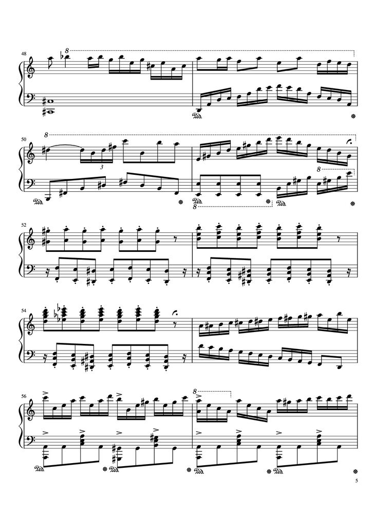 Page 5 of the piano sheet music PDF Piano - Beethoven Virus but it