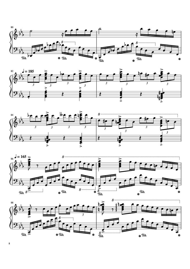 Page 8 of the piano sheet music PDF Piano - Beethoven Virus but it