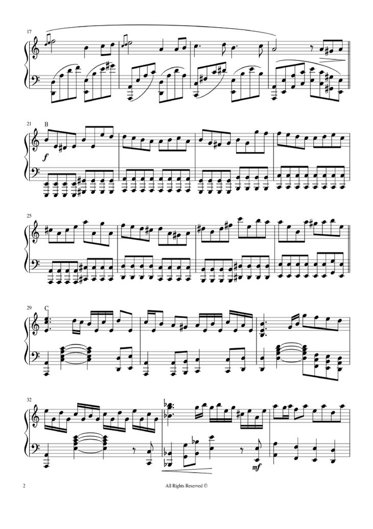 Page 2 of the piano sheet music PDF Piano - Beethoven Virus by BanYa