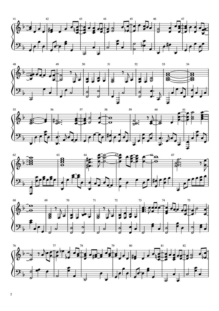 Page 2 of the piano sheet music PDF Piano - Goodbye Marylou Piano by Undefined