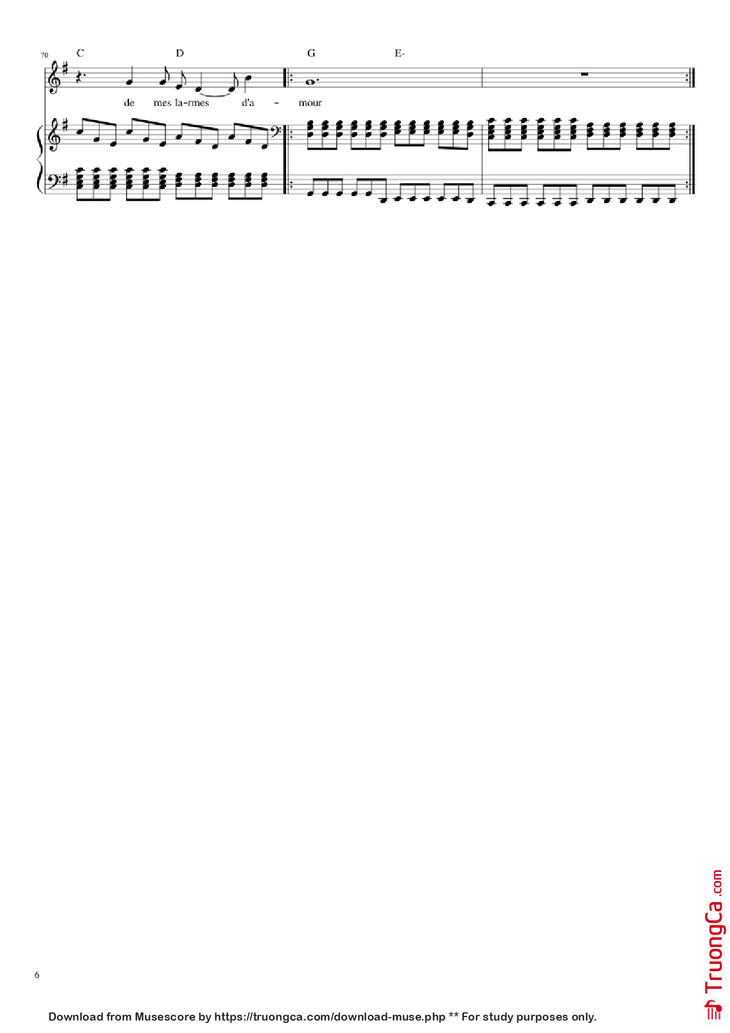 Page 6 of the piano sheet music PDF Piano - Love me, please love me Piano by Musique : Michel Polnareff