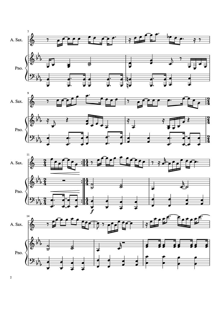 Page 2 of the piano sheet music PDF Piano - Your Song Piano by Damon McLean