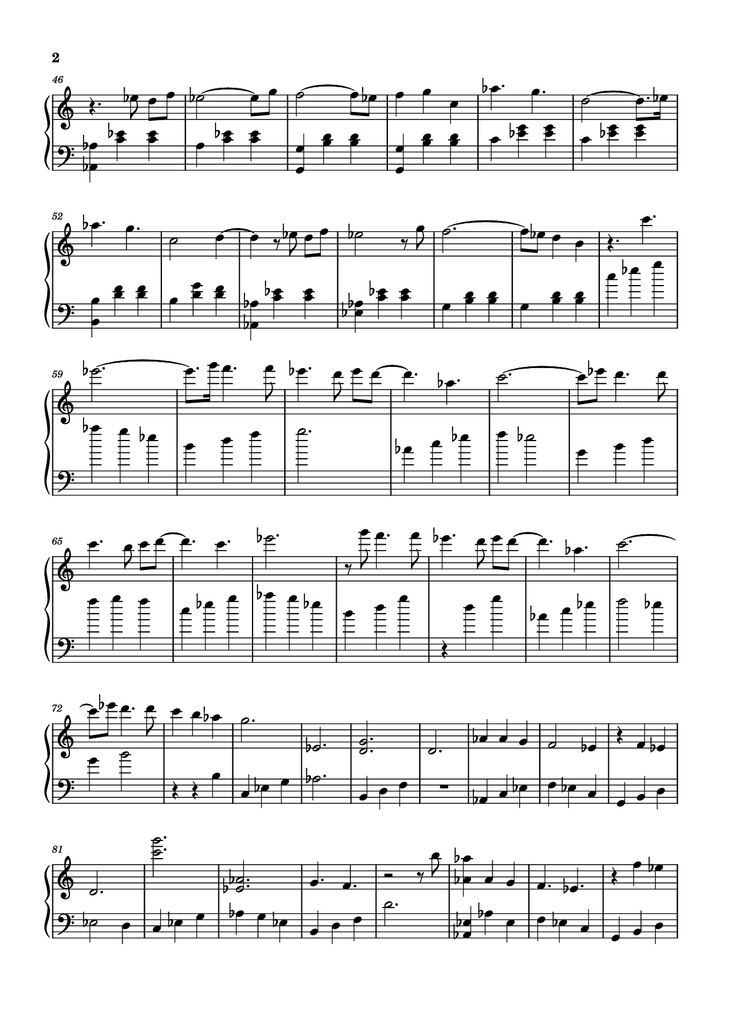 Page 2 of the piano sheet music PDF Piano - A Fragment Of My Soul Piano by Invadable Harmony