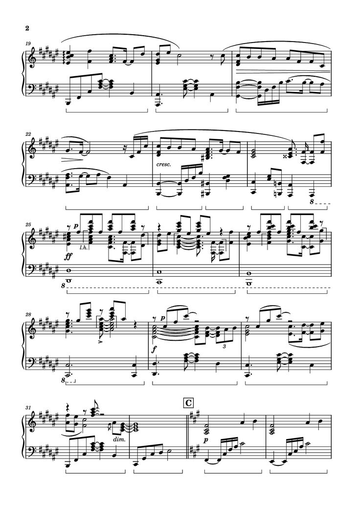 Page 2 of the piano sheet music PDF Piano - Bios Piano by Original Music by Hiroyuki Sawano