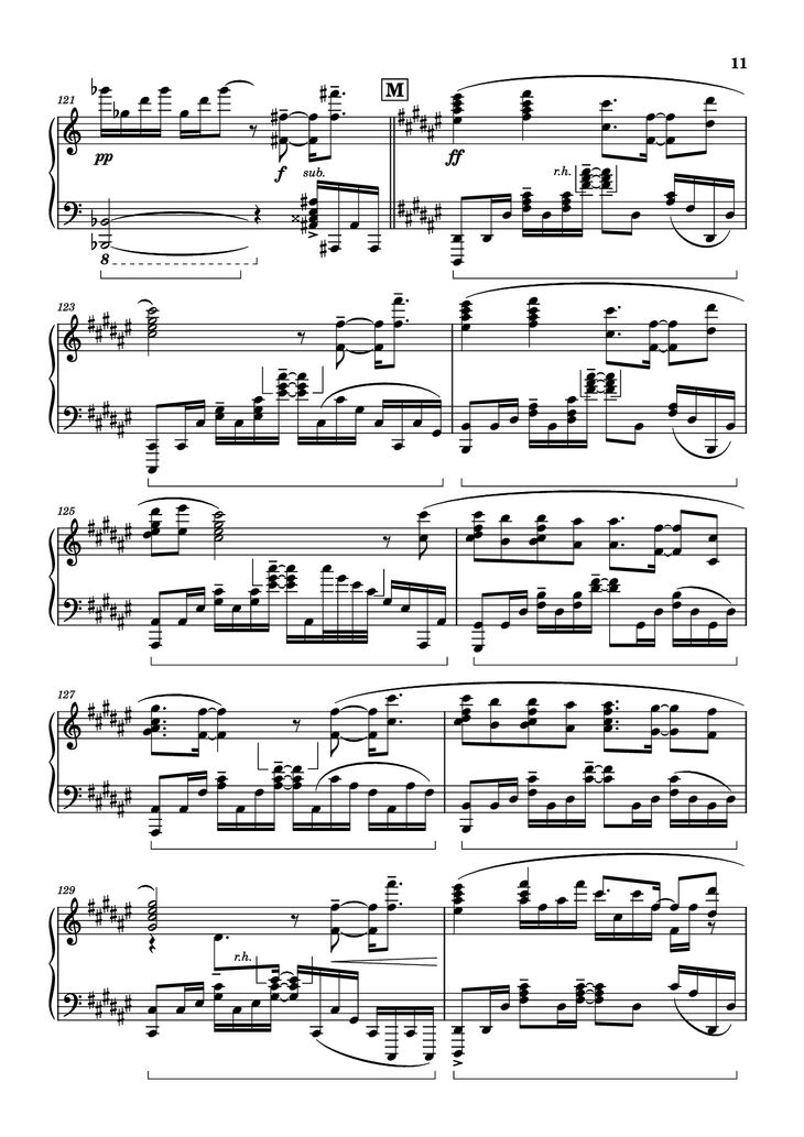 Page 11 of the piano sheet music PDF Piano - Bios Piano by Original Music by Hiroyuki Sawano