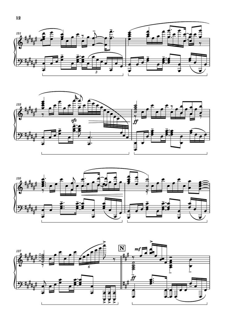 Page 12 of the piano sheet music PDF Piano - Bios Piano by Original Music by Hiroyuki Sawano