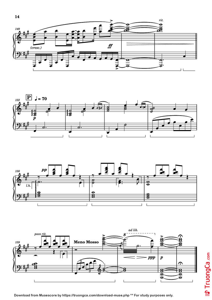 Page 14 of the piano sheet music PDF Piano - Bios Piano by Original Music by Hiroyuki Sawano