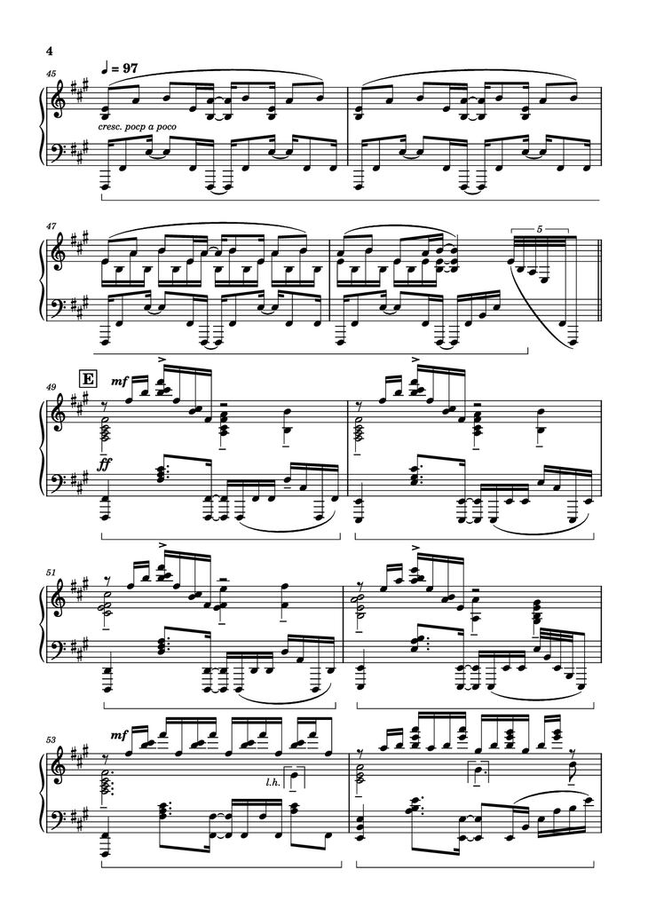 Page 4 of the piano sheet music PDF Piano - Bios Piano by Original Music by Hiroyuki Sawano