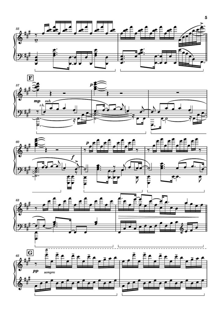 Page 5 of the piano sheet music PDF Piano - Bios Piano by Original Music by Hiroyuki Sawano
