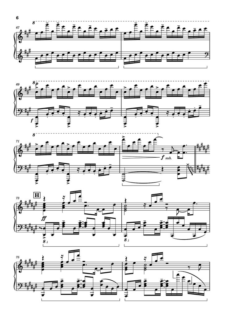 Page 6 of the piano sheet music PDF Piano - Bios Piano by Original Music by Hiroyuki Sawano