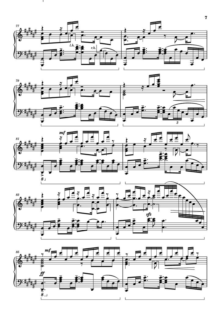 Page 7 of the piano sheet music PDF Piano - Bios Piano by Original Music by Hiroyuki Sawano