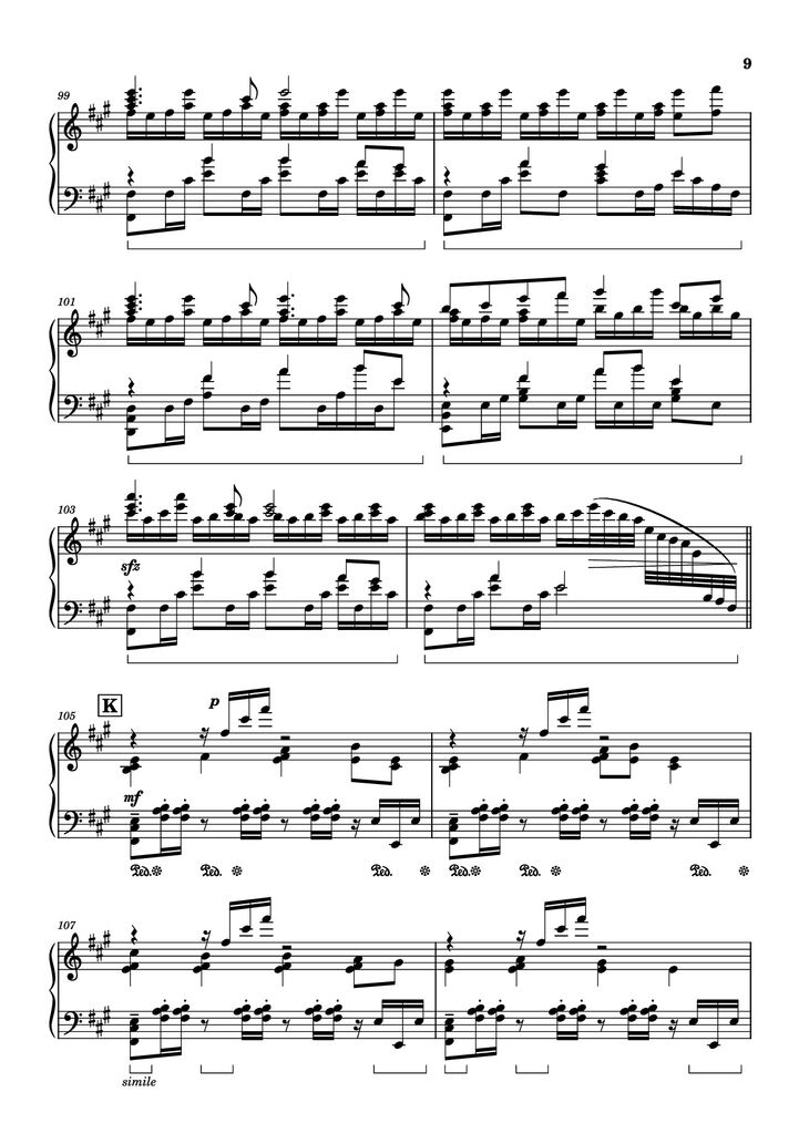 Page 9 of the piano sheet music PDF Piano - Bios Piano by Original Music by Hiroyuki Sawano