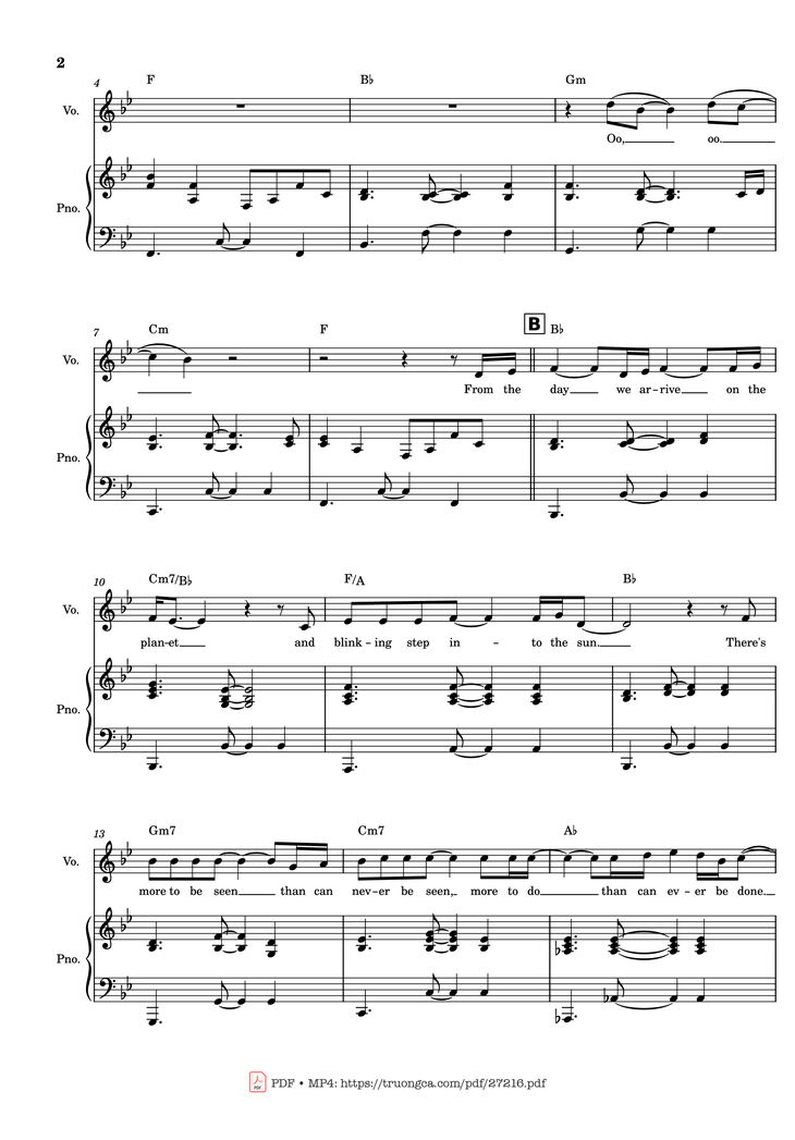 Page 2 of the piano sheet music PDF Piano - Circle of Life Piano & Vocal by Elton John