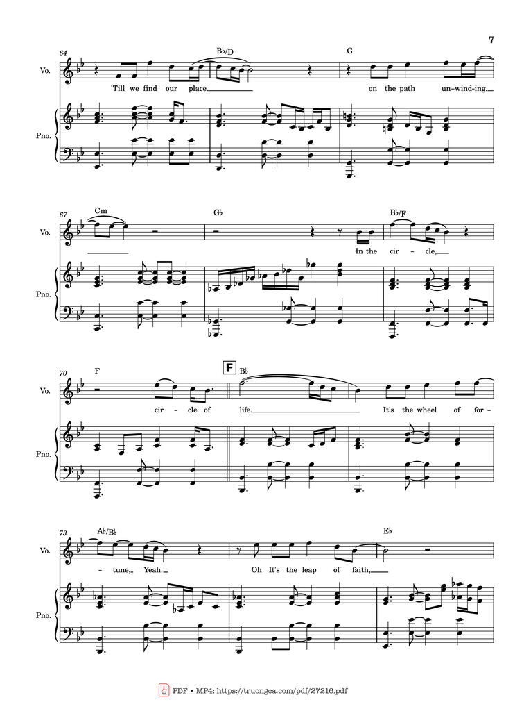 Page 7 of the piano sheet music PDF Piano - Circle of Life Piano & Vocal by Elton John