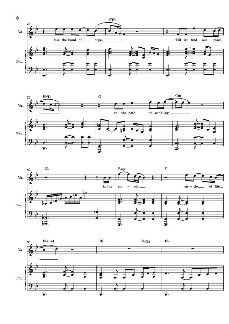 Page 8 of the piano sheet music PDF Piano - Circle of Life Piano & Vocal by Elton John