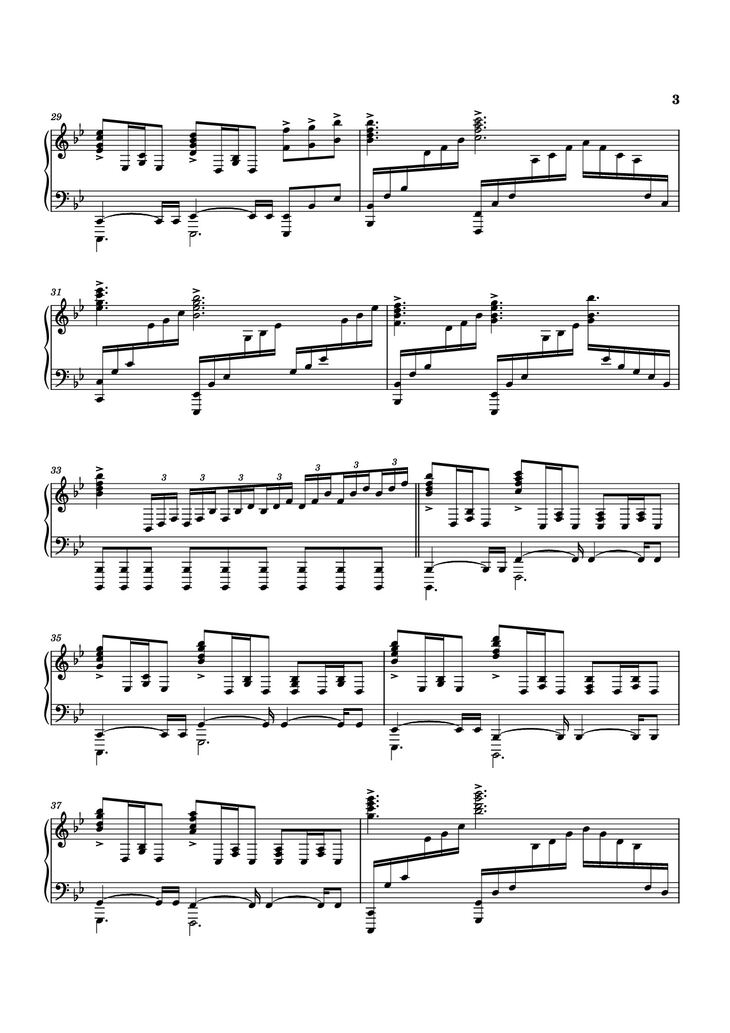 Page 3 of the piano sheet music PDF Piano - Planet Earth II Suite Piano by Music by Hans Zimmer, Billie Ray Fingers