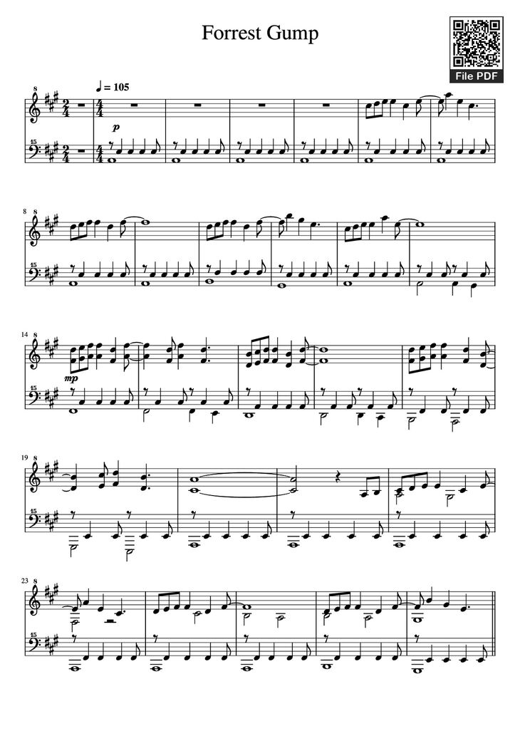 Page 1 of the piano sheet music PDF Piano - Forrest Gump Piano by Undefined