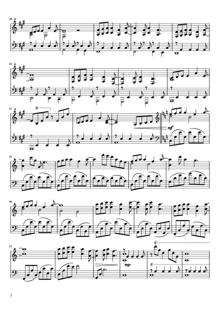 Page 2 of the piano sheet music PDF Piano - Forrest Gump Piano by Undefined