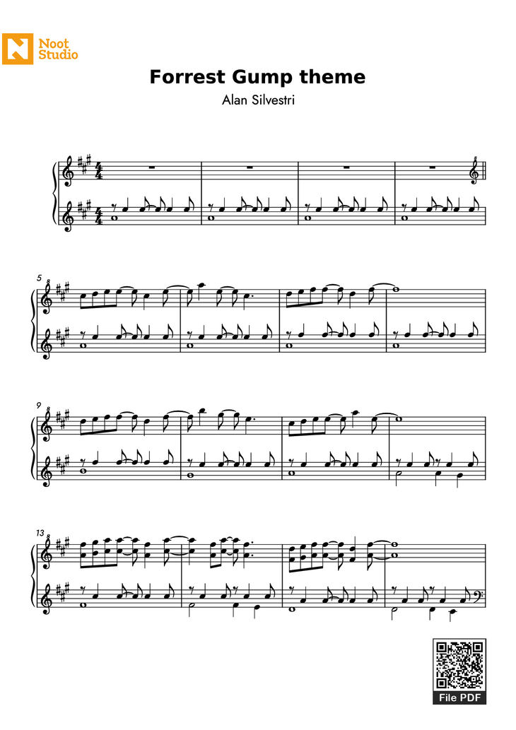 Page 1 of the piano sheet music PDF Piano - Forrest Gump theme Piano by Undefined