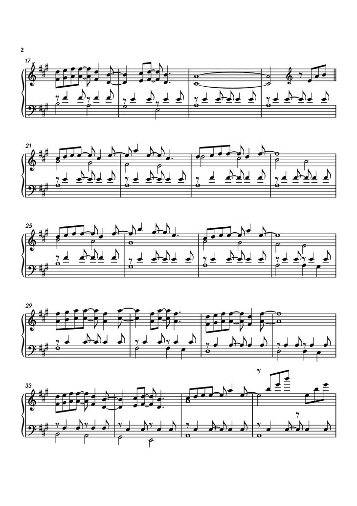 Page 2 of the piano sheet music PDF Piano - Forrest Gump theme Piano by Undefined
