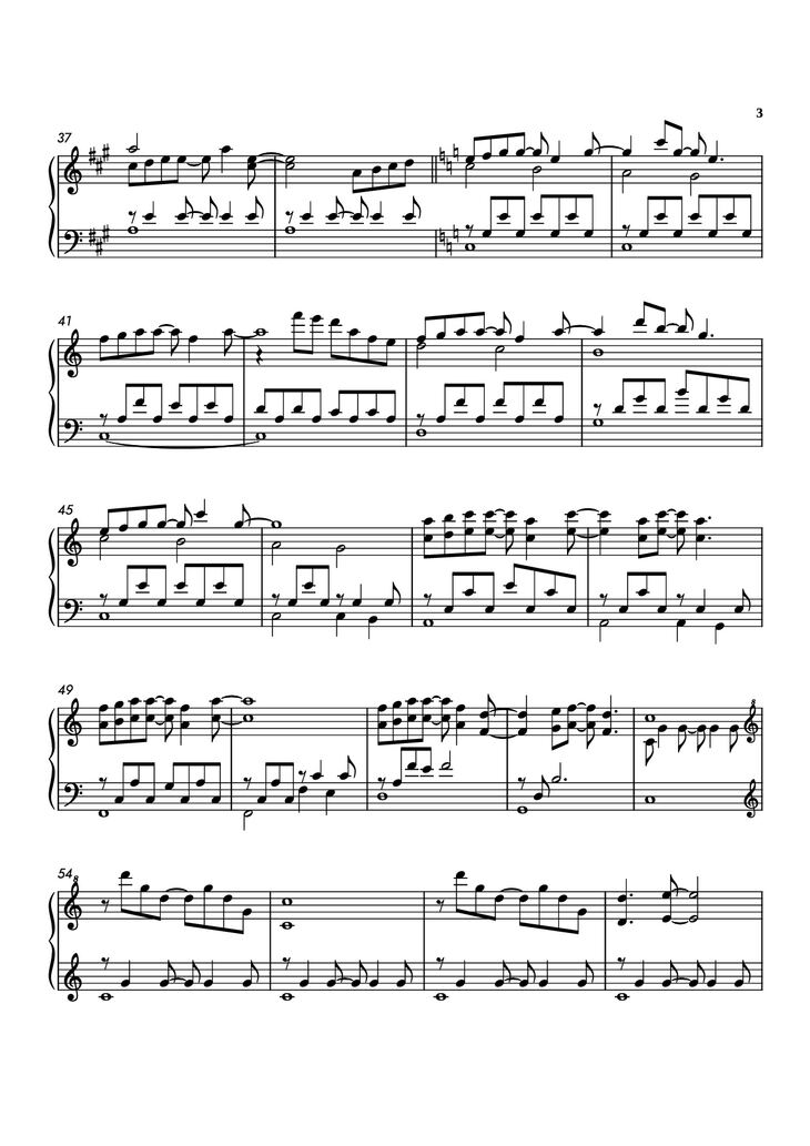 Page 3 of the piano sheet music PDF Piano - Forrest Gump theme Piano by Undefined