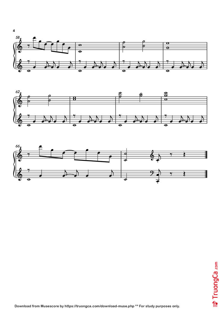 Page 4 of the piano sheet music PDF Piano - Forrest Gump theme Piano by Undefined