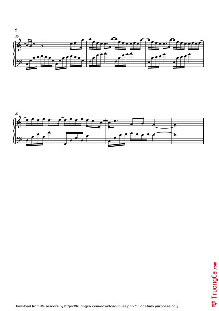 Page 2 of the piano sheet music PDF Piano - Trước khi em tồn tại Piano by Thắng