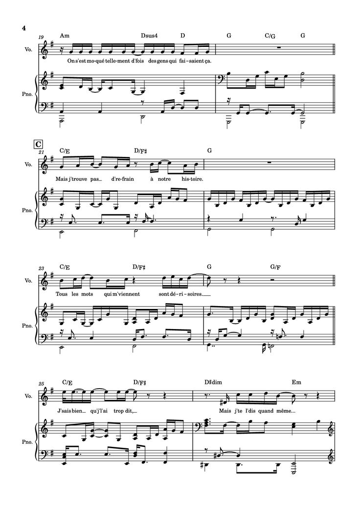 Page 4 of the piano sheet music PDF Piano - J