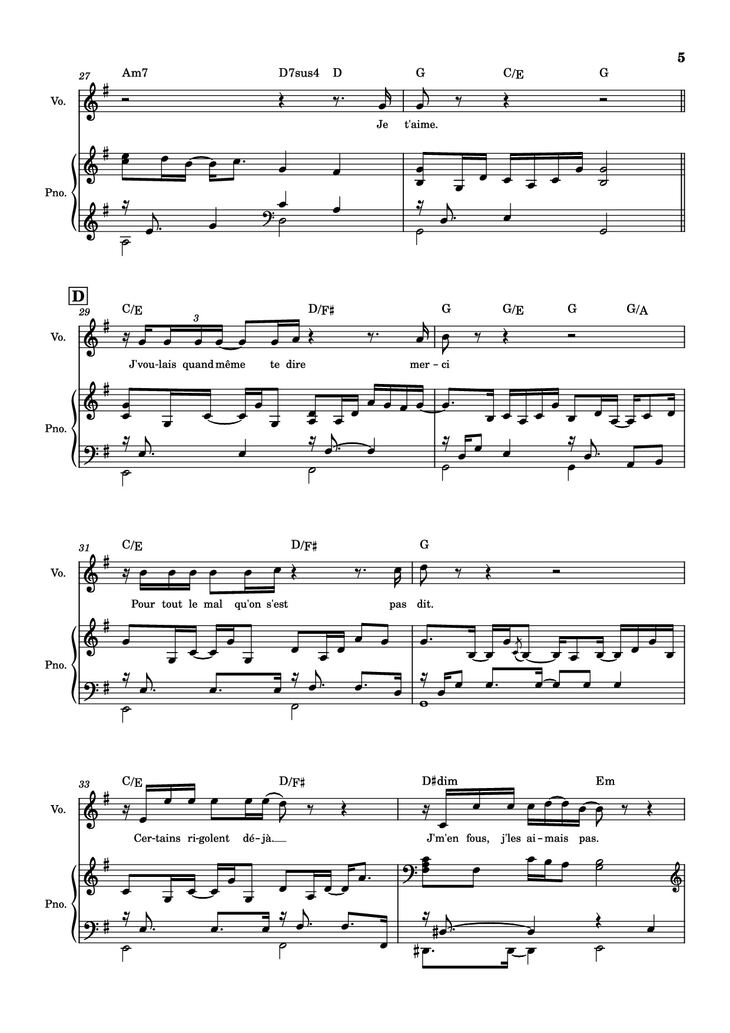 Page 5 of the piano sheet music PDF Piano - J