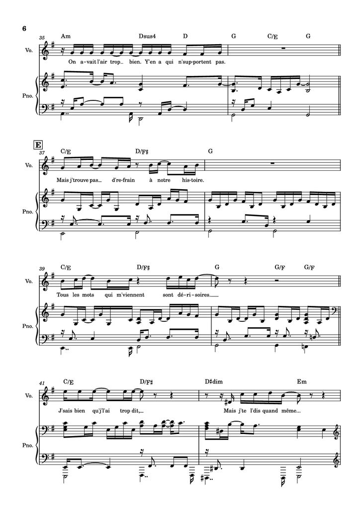 Page 6 of the piano sheet music PDF Piano - J