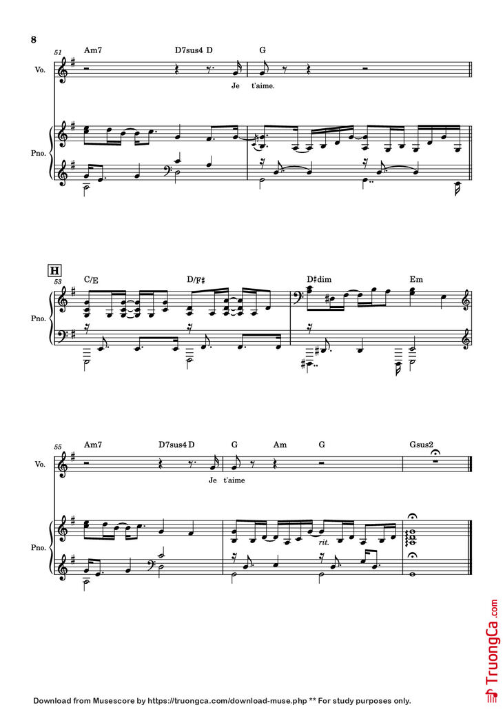 Page 8 of the piano sheet music PDF Piano - J