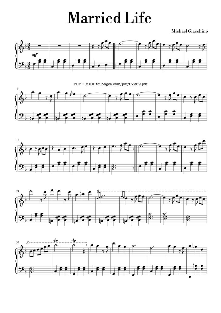 Page 1 of the piano sheet music PDF Piano - Married Life Piano by Michael Giacchino