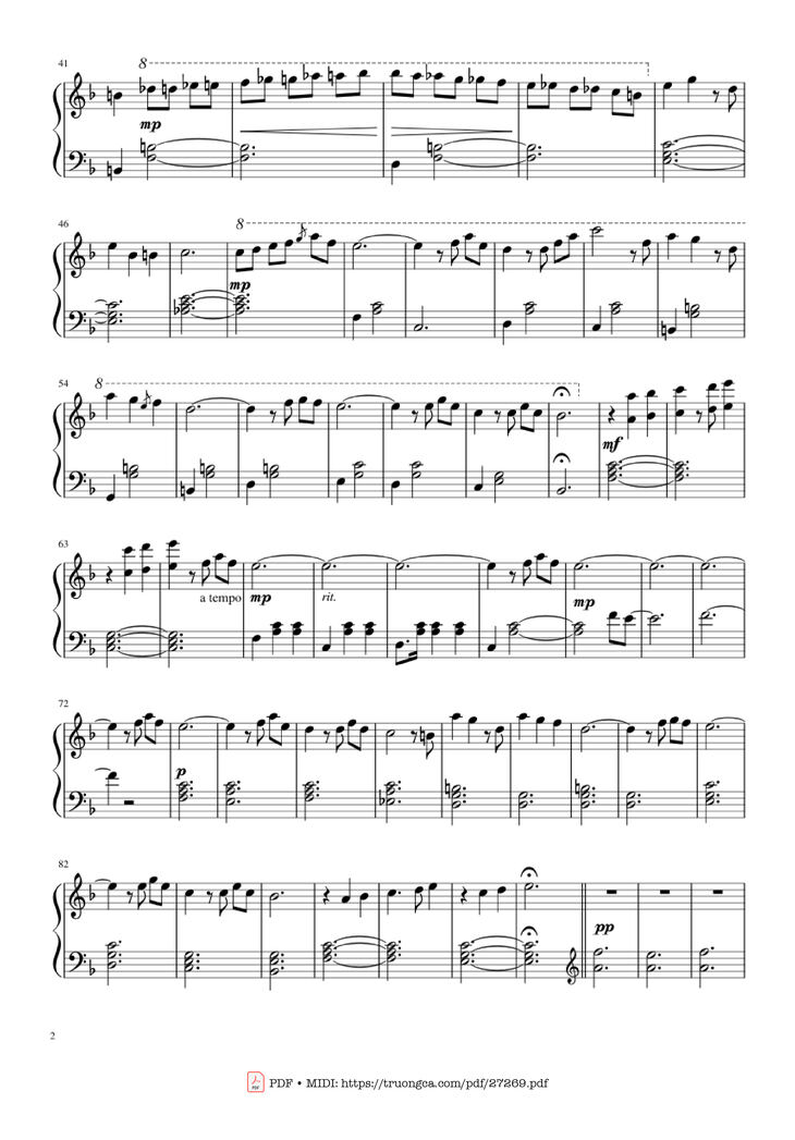Page 2 of the piano sheet music PDF Piano - Married Life Piano by Michael Giacchino