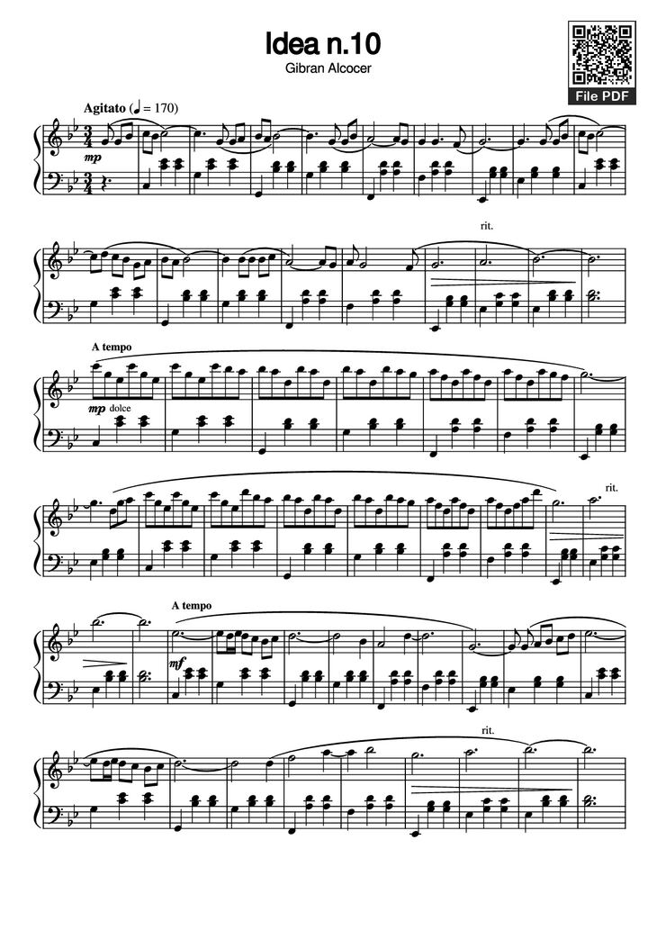 Page 1 of the piano sheet music PDF Piano - Idea n.10 Piano by Undefined