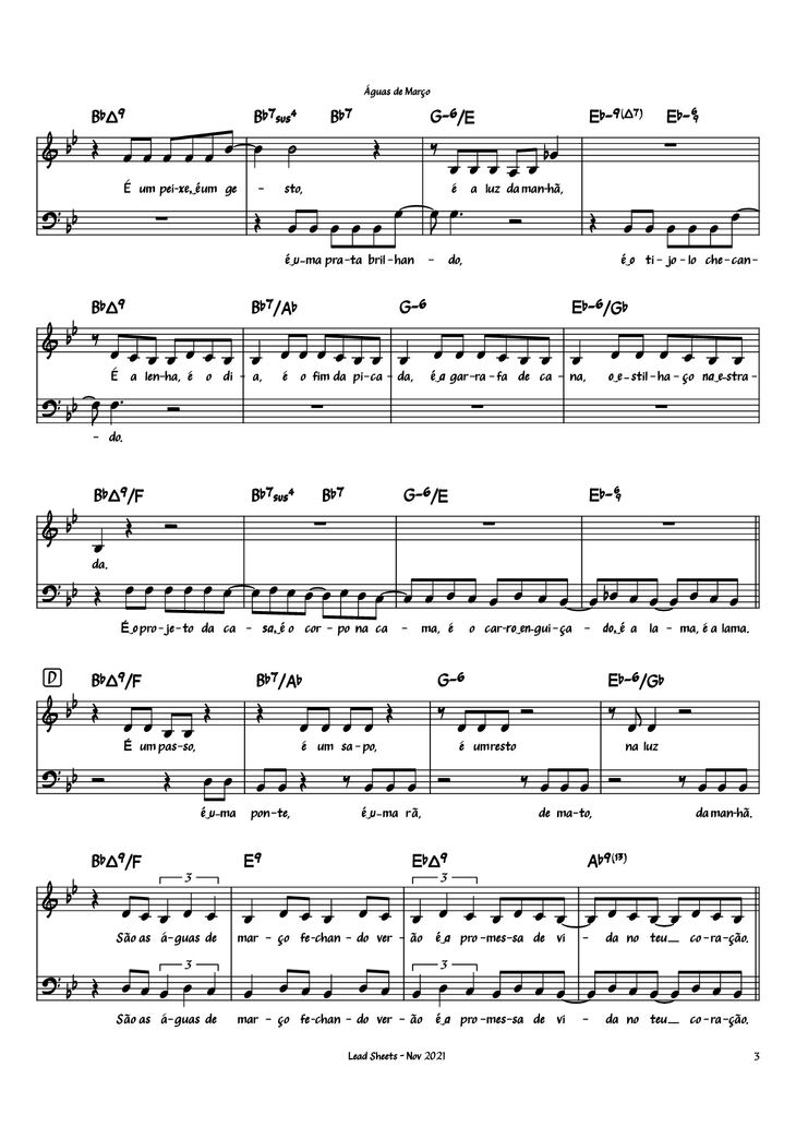 Page 3 of the piano sheet music PDF Piano - Águas de Março Piano by Antônio Carlos Jobim