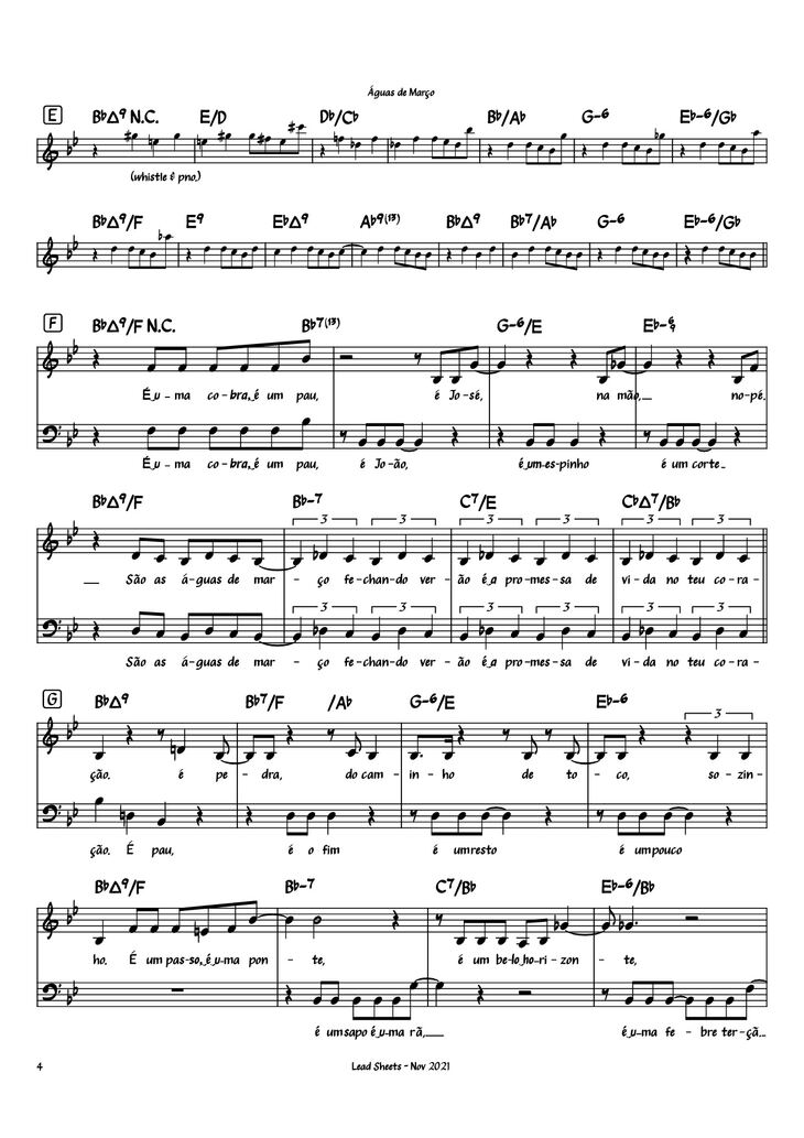 Page 4 of the piano sheet music PDF Piano - Águas de Março Piano by Antônio Carlos Jobim