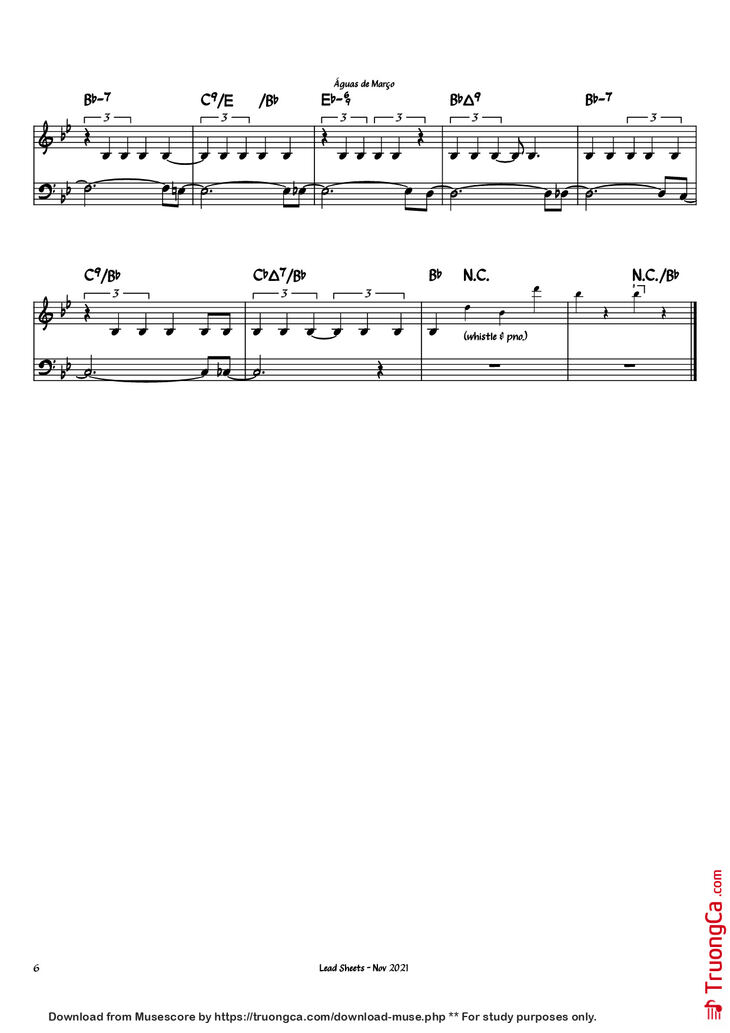 Page 6 of the piano sheet music PDF Piano - Águas de Março Piano by Antônio Carlos Jobim