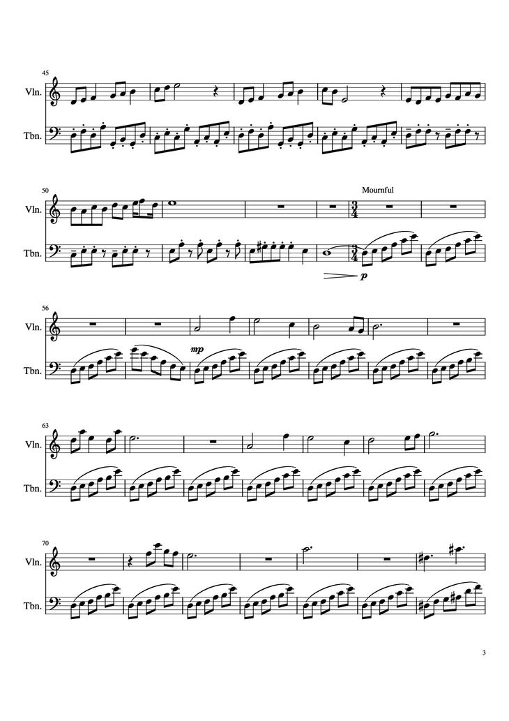 Page 3 of the piano sheet music PDF - Hylian Duet Violin by Original Composers: Koji Kondo