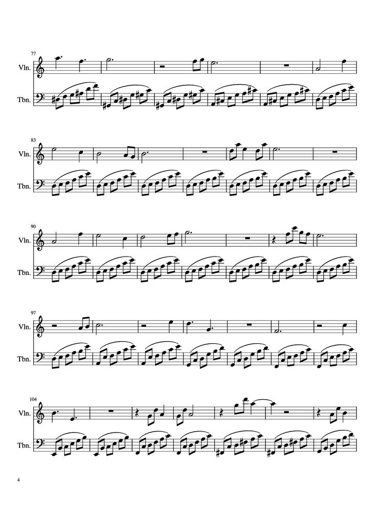 Page 4 of the piano sheet music PDF - Hylian Duet Violin by Original Composers: Koji Kondo